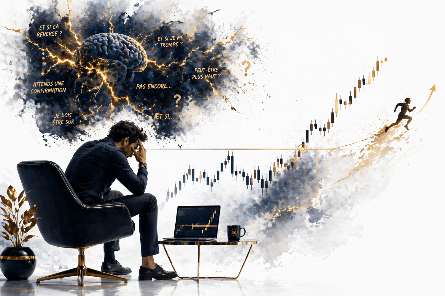 Un trader hésite pendant que le marché part sans lui