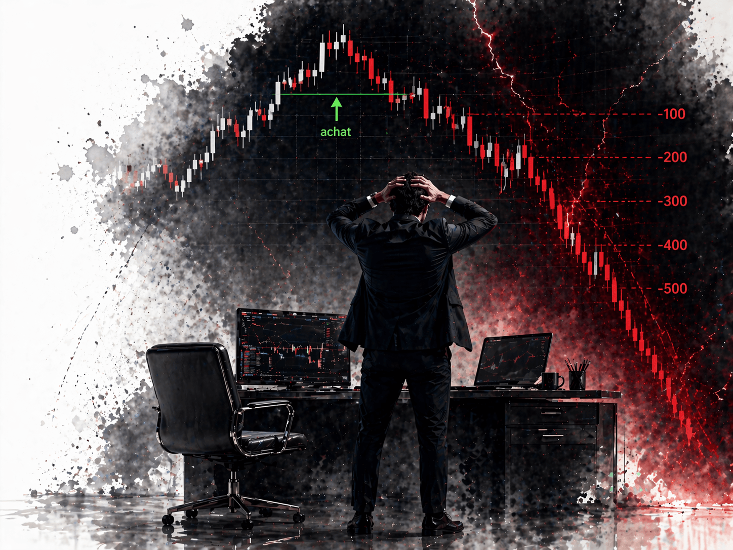 Un trader subit une perte sans couper sa position